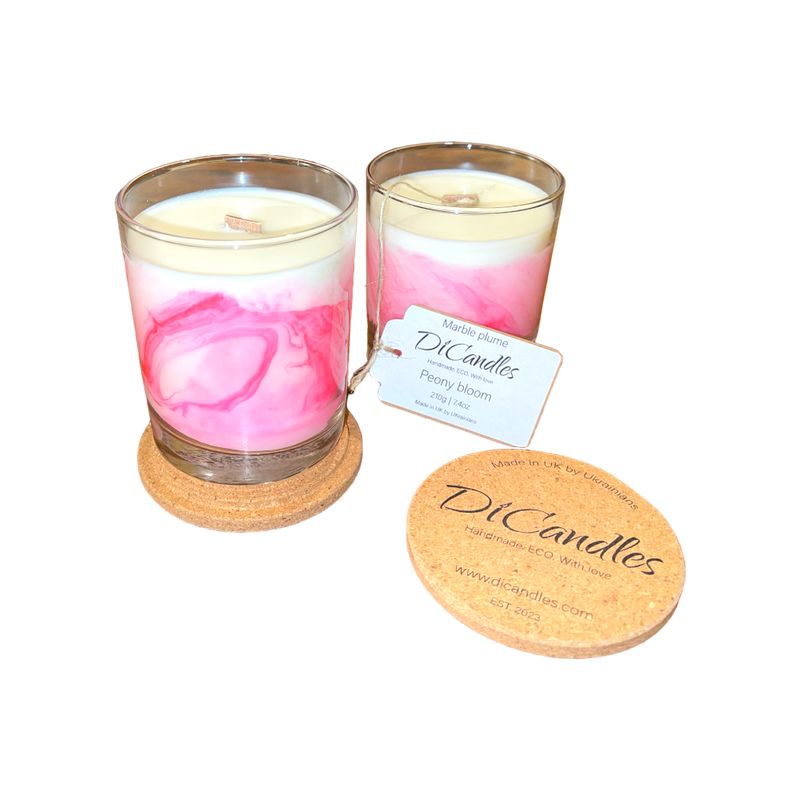 Marble plume - Scented candle, Peony Bloom, 210g
