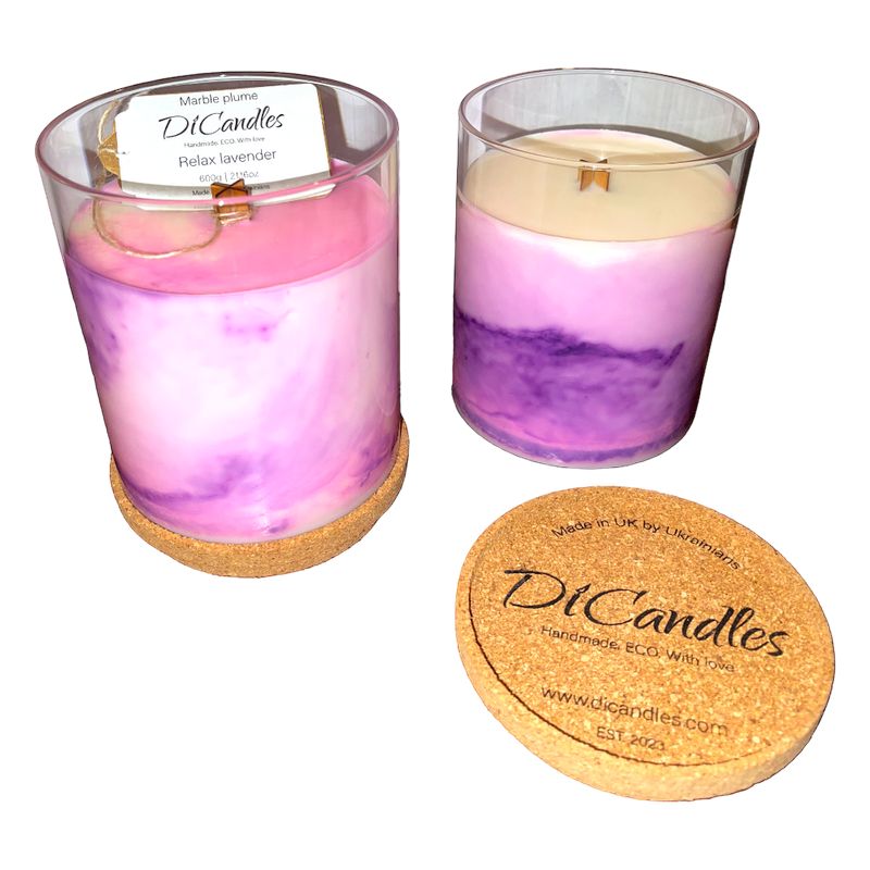 Marble plume - Scented candle, Relax lavender, 600g