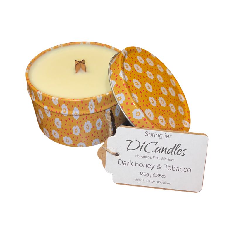 Spring jar - Scented candle, Dark Honey & Tobacco, 180g
