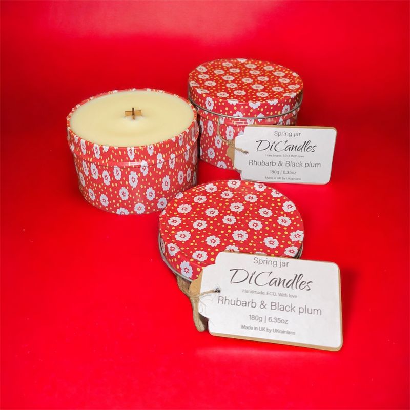 Spring jar - Scented candle, Rhubarb & Black plum, 180g
