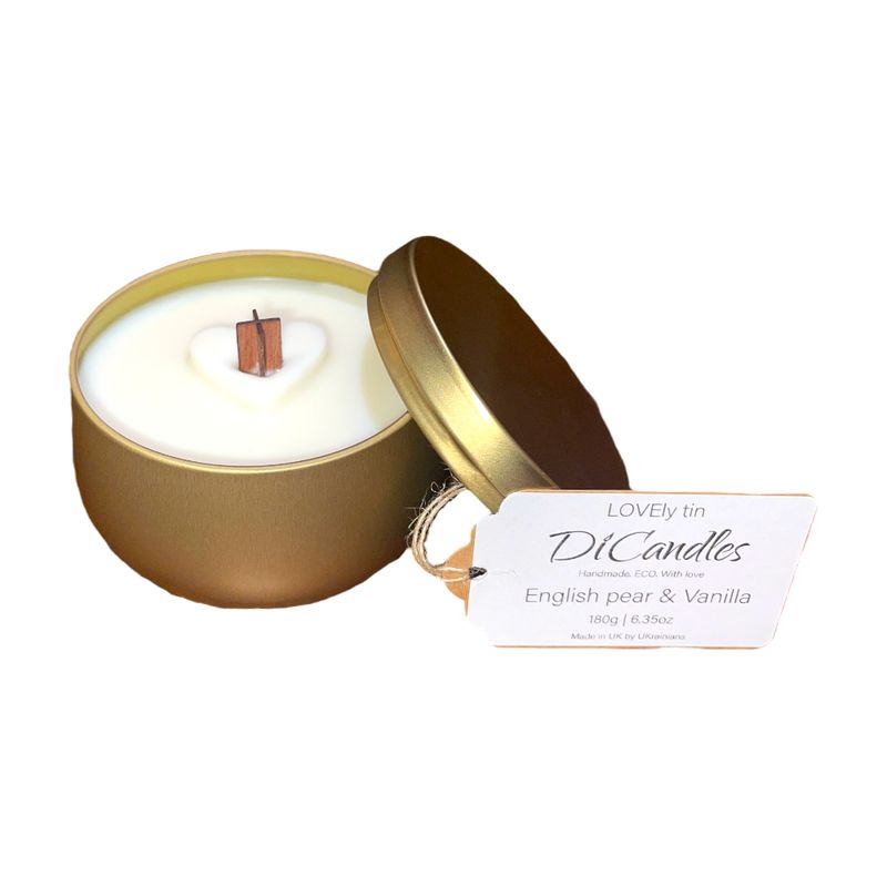 LOVEly Tin - Scented candle, English pear & Vanilla, 180g