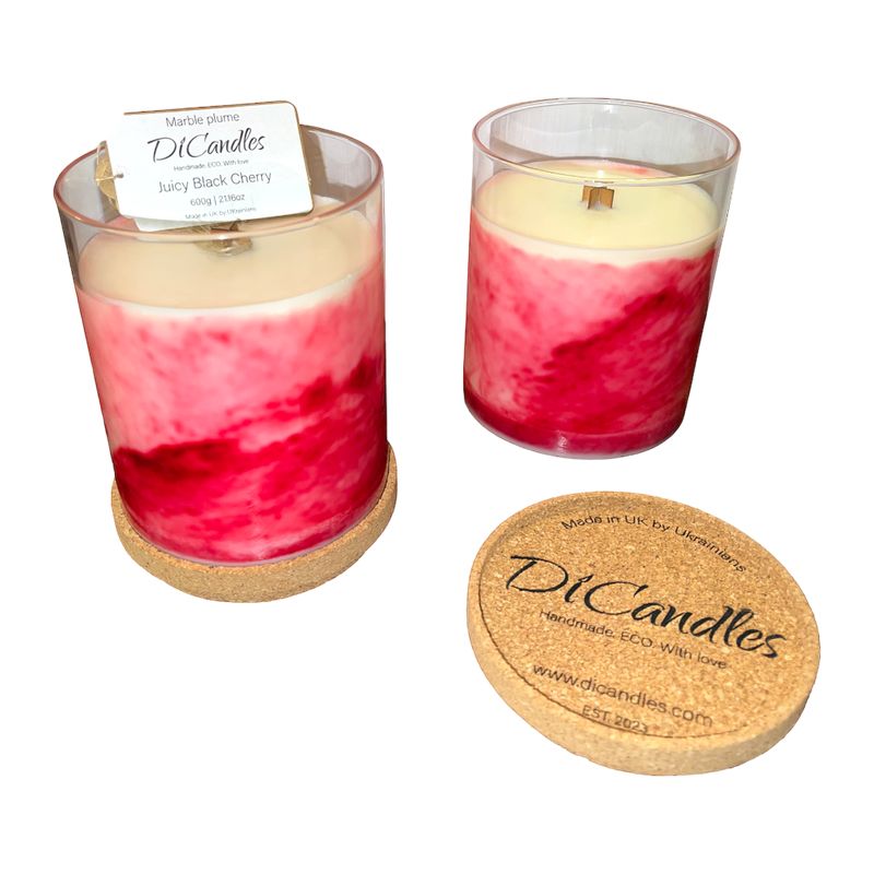 Marble plume - Scented candle, Juicy black cherry, 600g