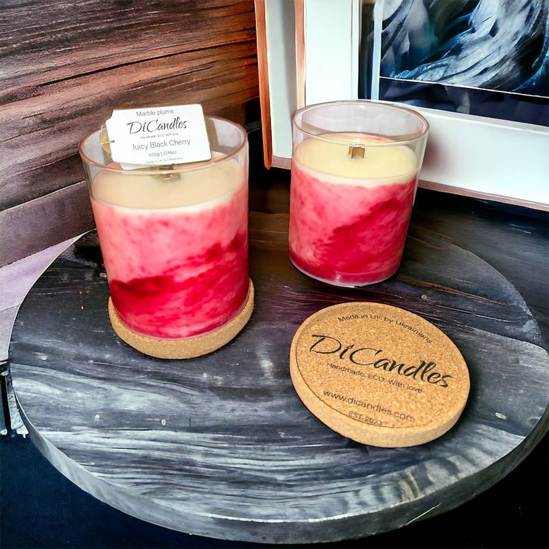 Marble plume - Scented candle, Juicy black cherry, 600g