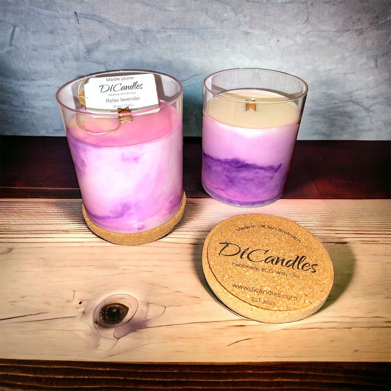 Marble plume - Scented candle, Relax lavender, 600g