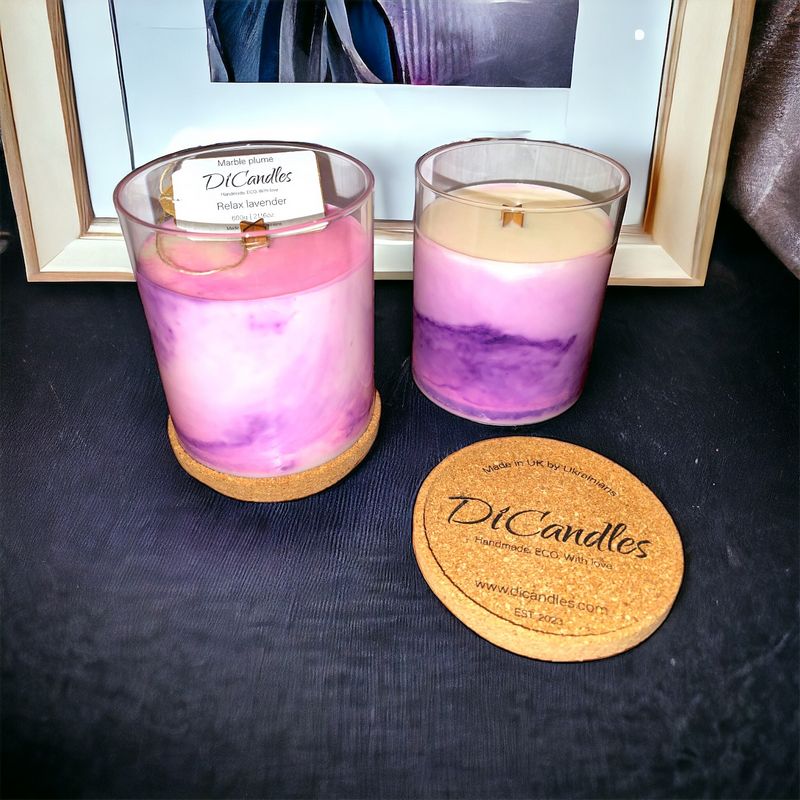 Marble plume - Scented candle, Relax lavender, 600g