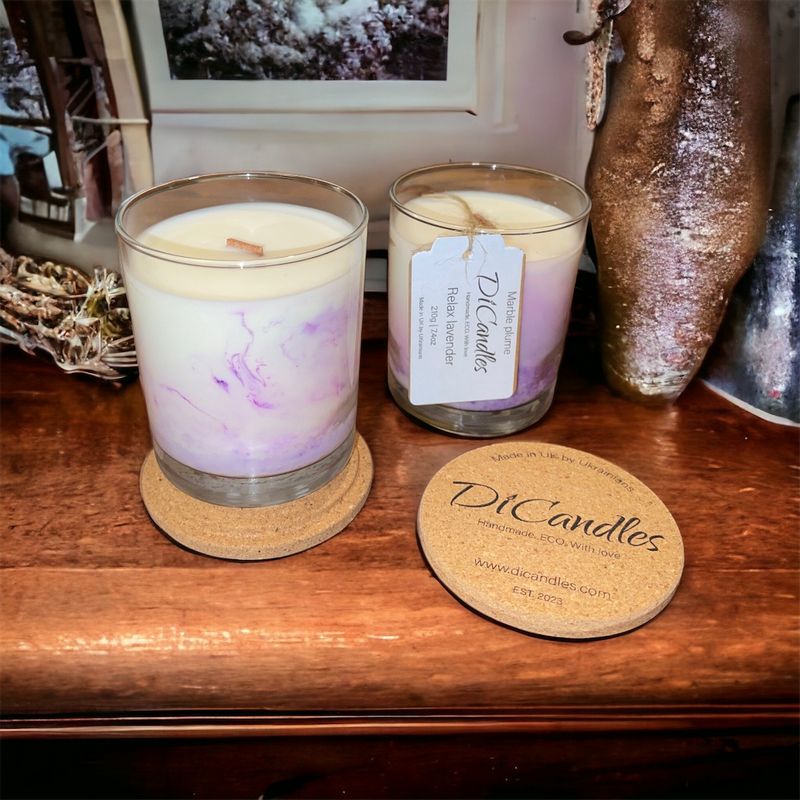 Marble plume - Scented candle, Relax lavender, 210g