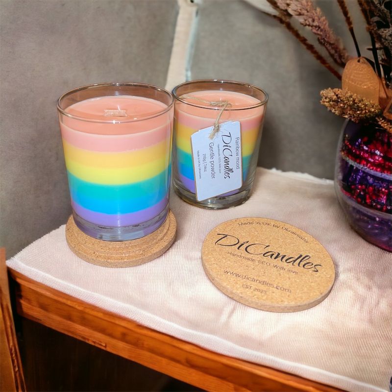 Rainbow mood - Scented candle, Gentle powder, 210g