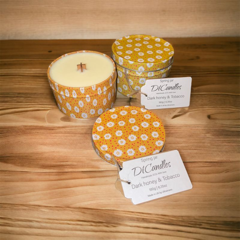 Spring jar - Scented candle, Dark Honey & Tobacco, 180g