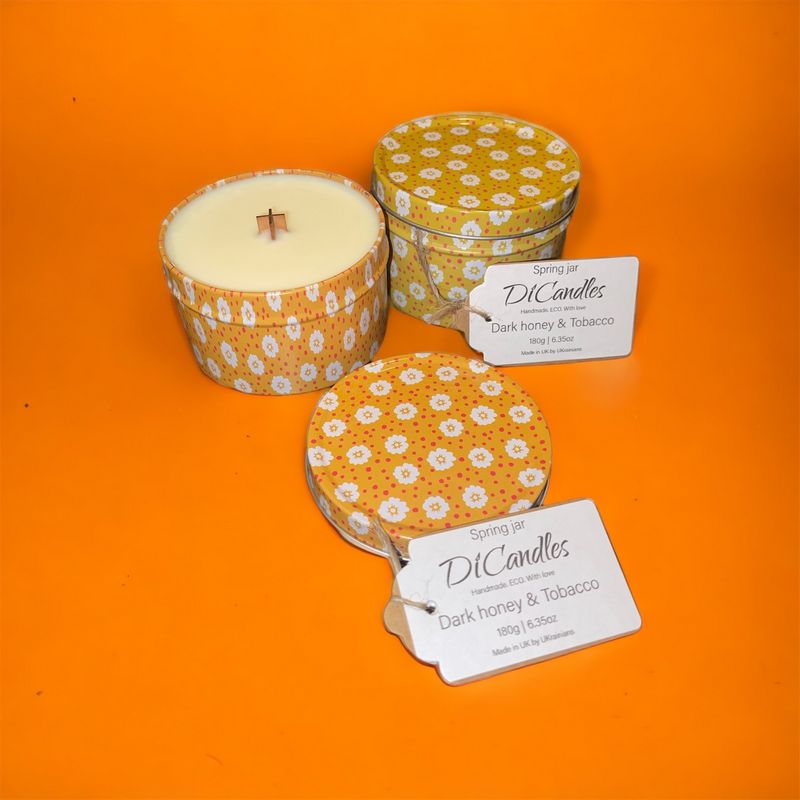 Spring jar - Scented candle, Dark Honey & Tobacco, 180g