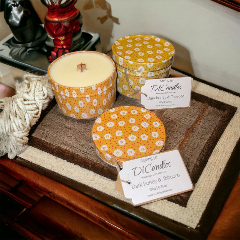 Spring jar - Scented candle, Dark Honey & Tobacco, 180g