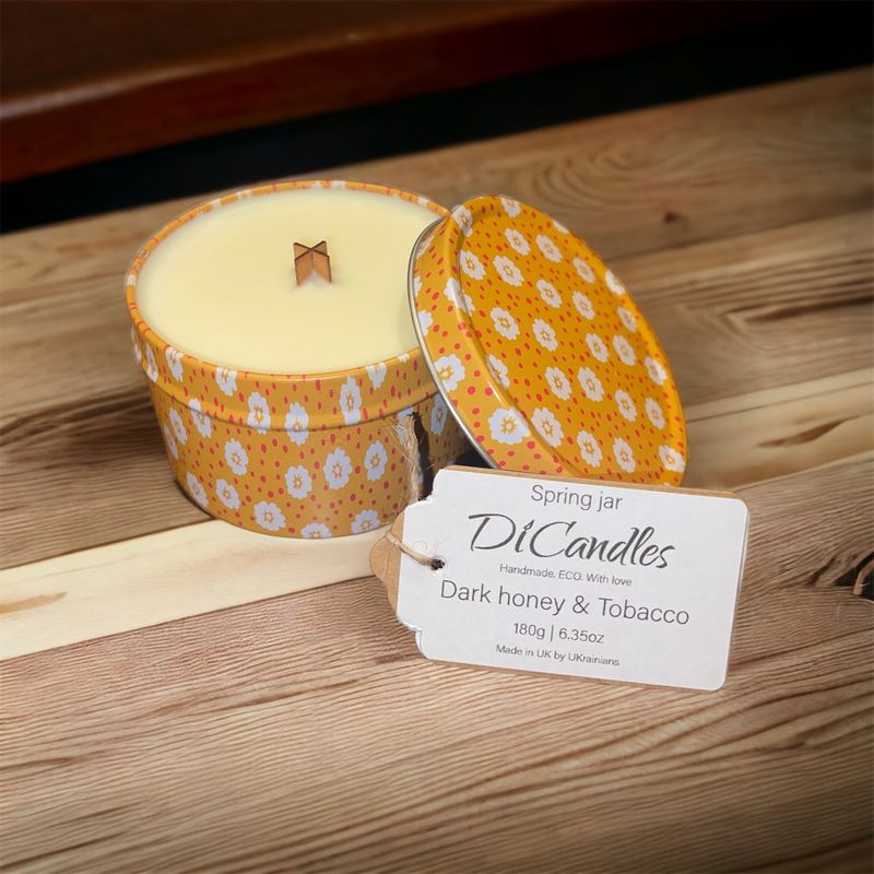 Spring jar - Scented candle, Dark Honey & Tobacco, 180g