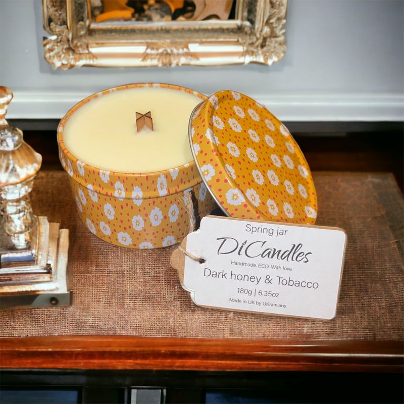 Spring jar - Scented candle, Dark Honey & Tobacco, 180g