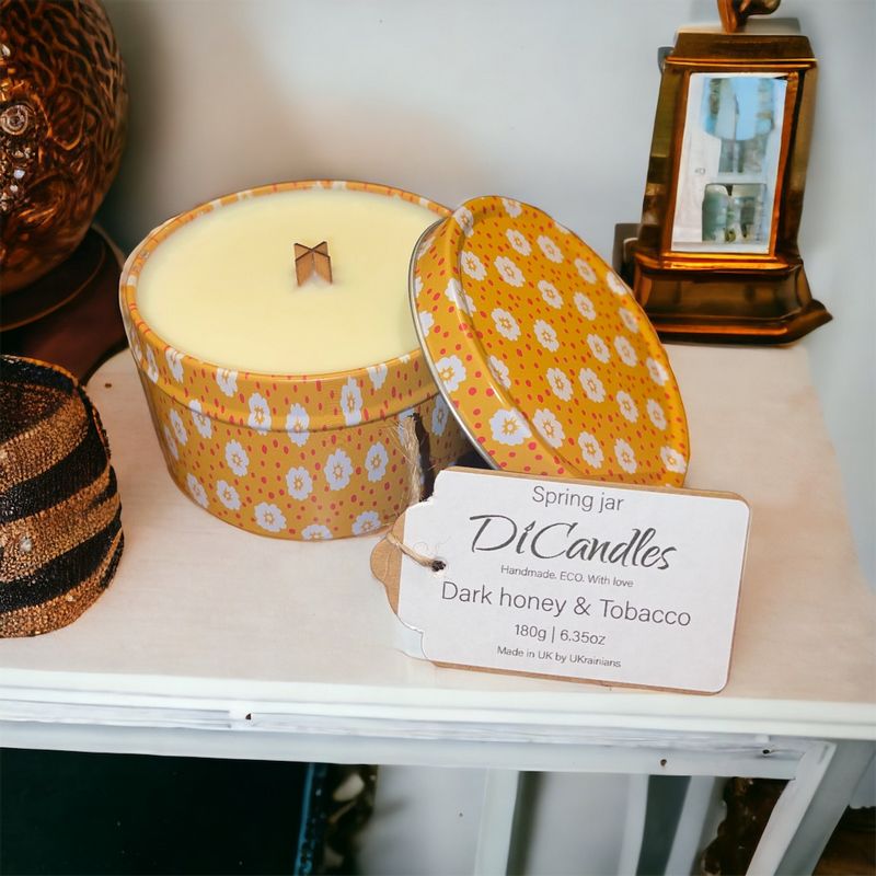 Spring jar - Scented candle, Dark Honey & Tobacco, 180g
