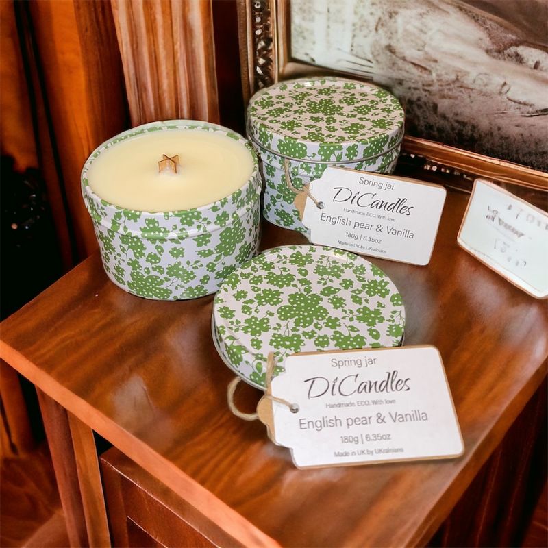 Spring jar - Scented candle, English pear & Vanilla, 180g