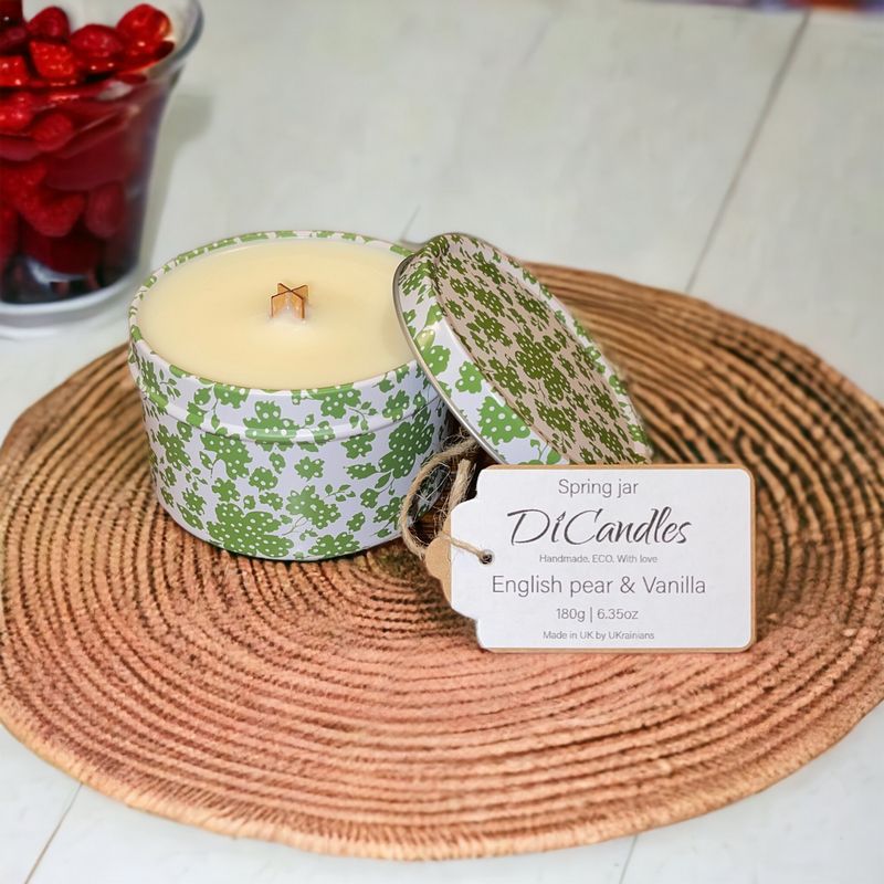Spring jar - Scented candle, English pear & Vanilla, 180g
