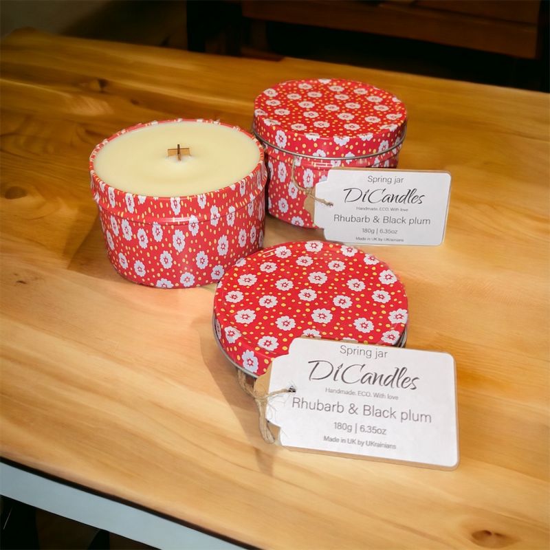 Spring jar - Scented candle, Rhubarb & Black plum, 180g