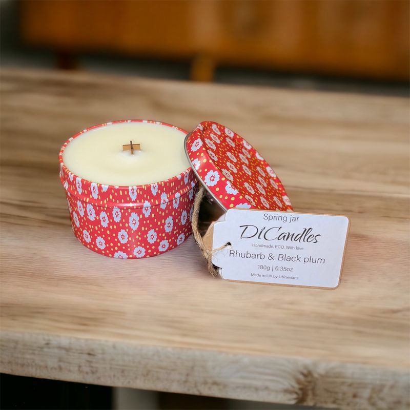 Spring jar - Scented candle, Rhubarb & Black plum, 180g