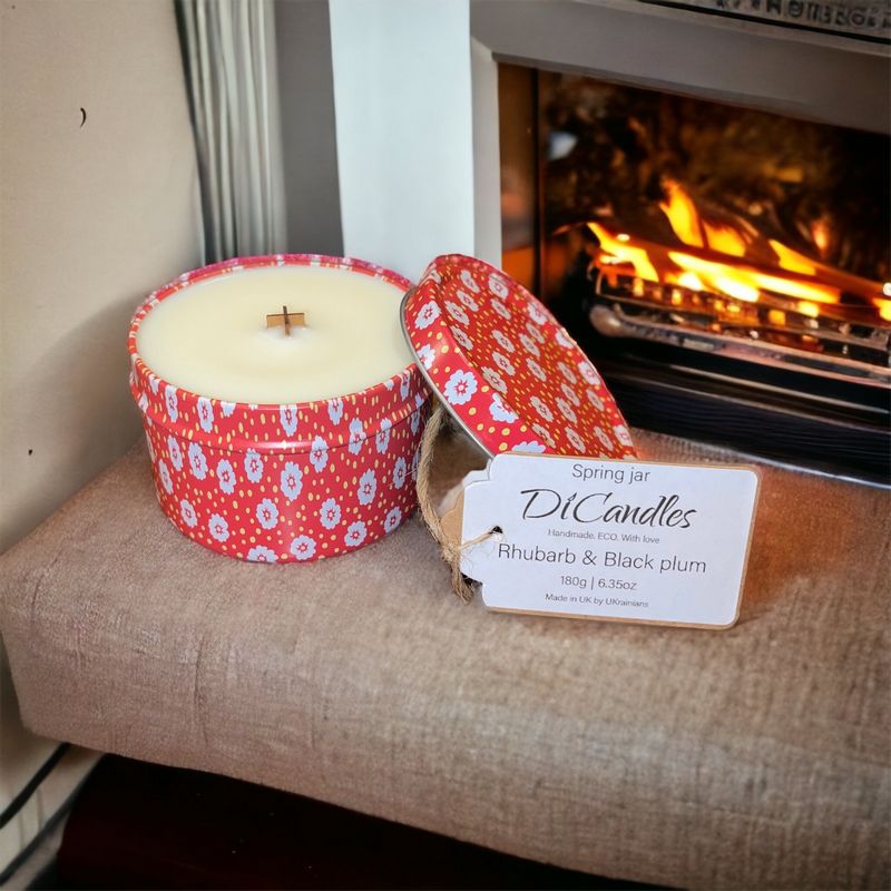 Spring jar - Scented candle, Rhubarb & Black plum, 180g