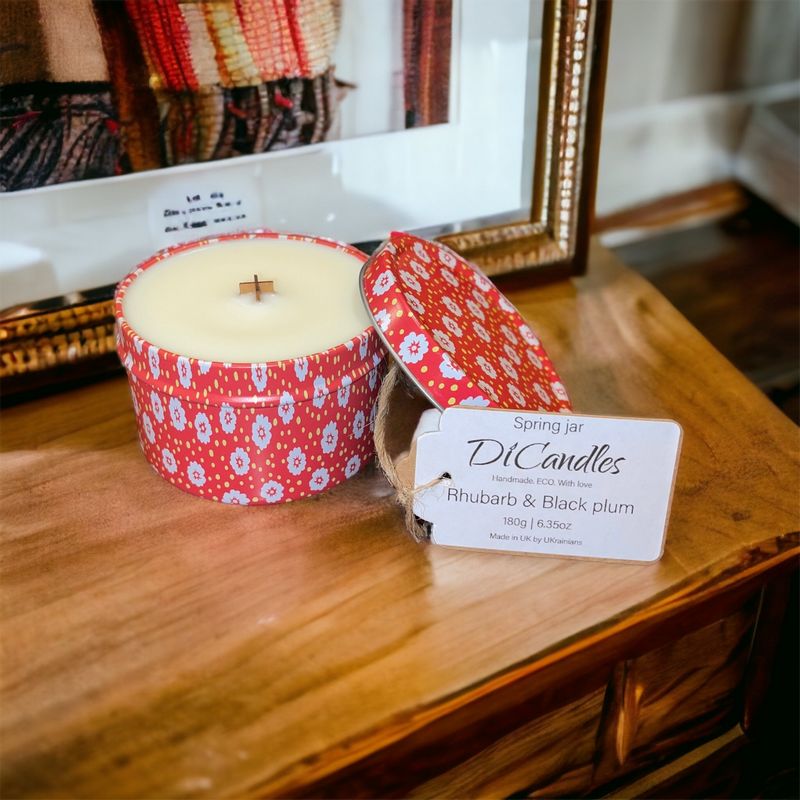 Spring jar - Scented candle, Rhubarb & Black plum, 180g